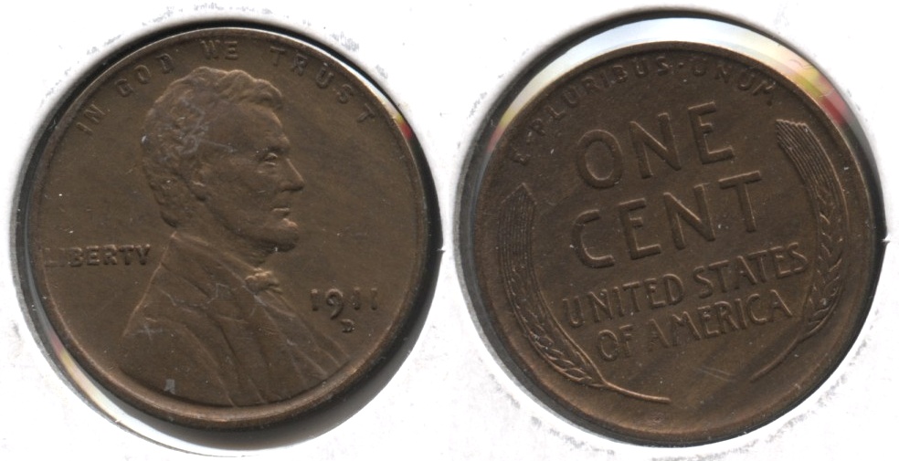 1911-D Lincoln Cent AU-50 Cleaned
