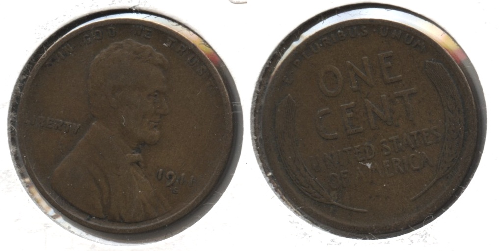 1911-S Lincoln Cent Fine-12 #b