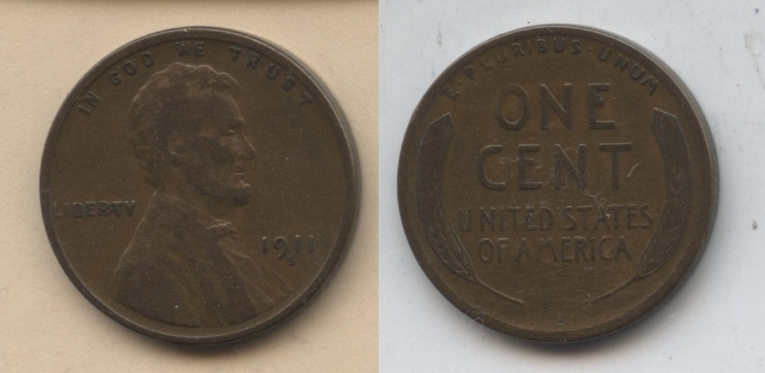 1911-S Lincoln Cent Fine-12 #n