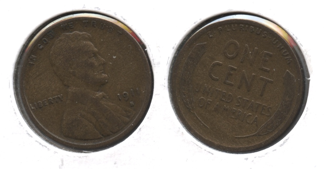 1911-S Lincoln Cent VG-8 #f