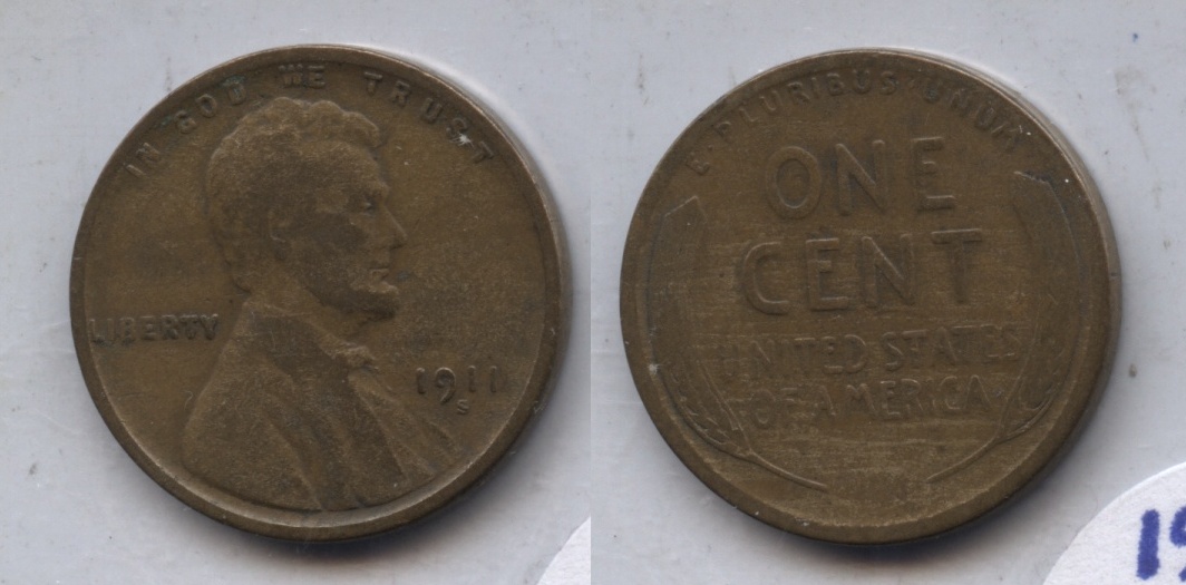 1911-S Lincoln Cent VG-8 #p