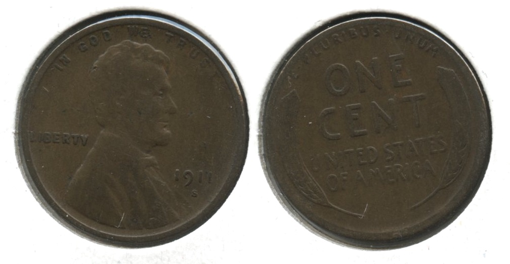 1911-S Lincoln Cent VG-8 #u