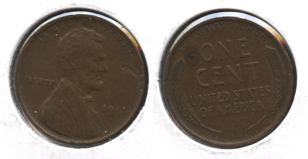 1911 Lincoln Cent AU-50 #i Obverse Mark