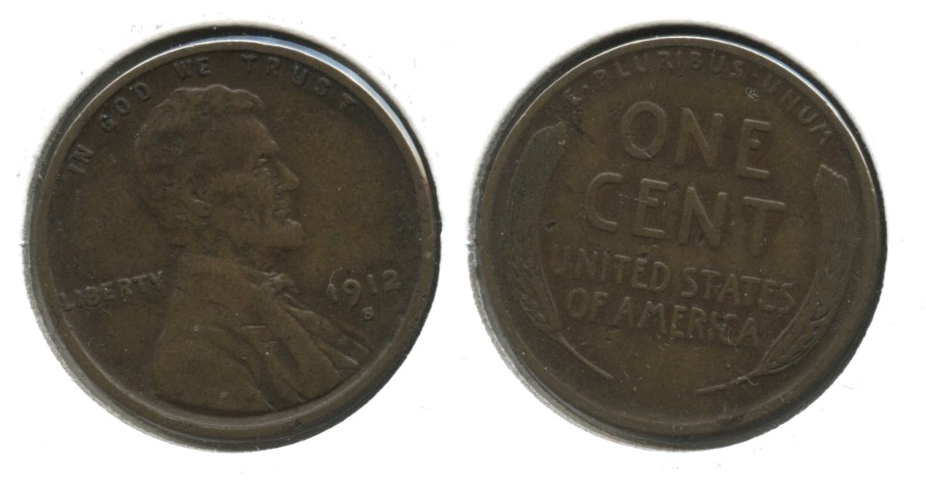 1912-S Lincoln Cent Fine-12 #ak Tiny Pits