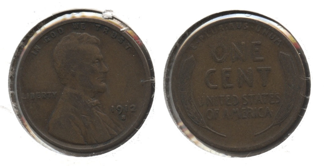 1912-S Lincoln Cent Fine-12 #m