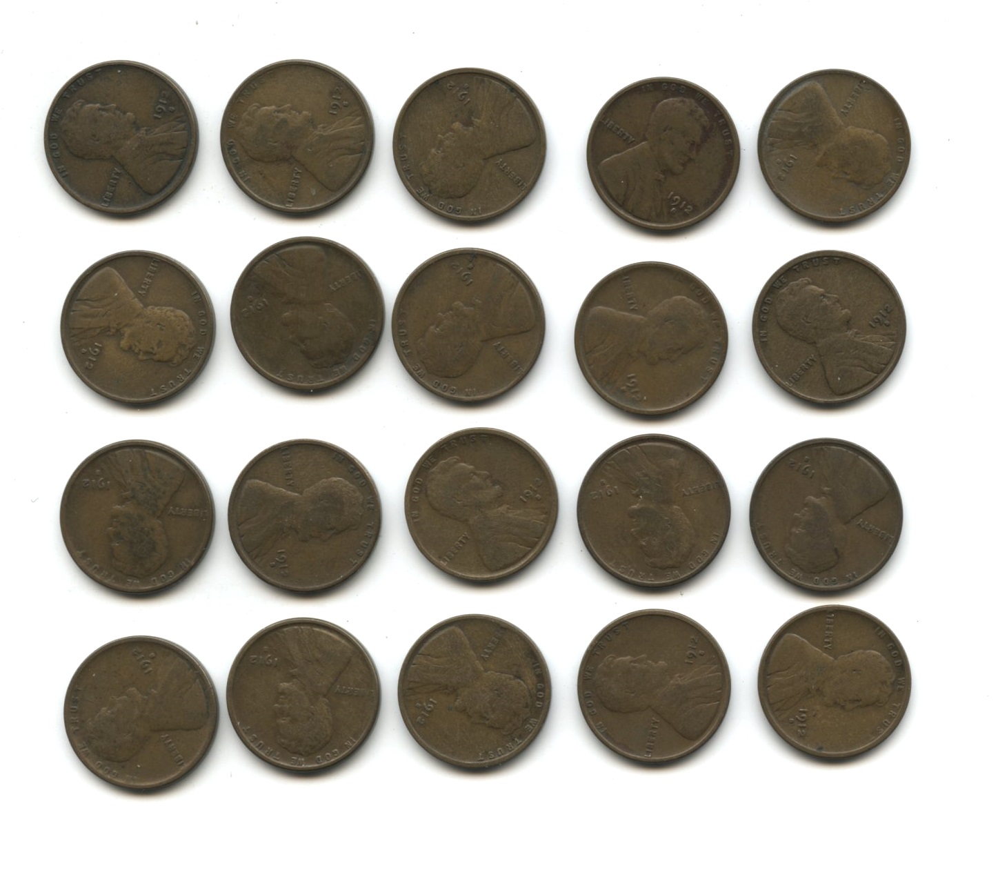 1912-S Lincoln Cent VG-8 Partial Roll #l