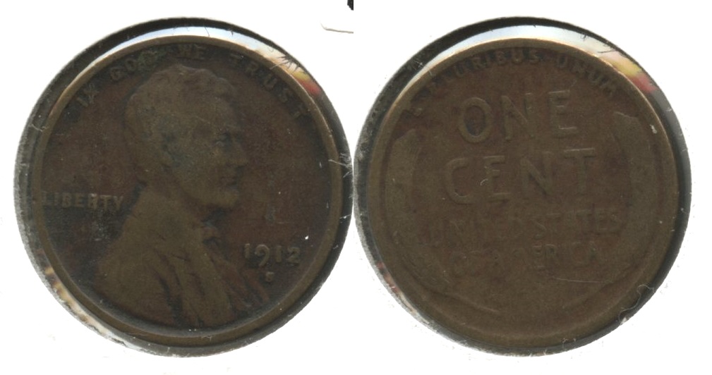 1912-S Lincoln Cent VG-8 #q Obverse Scratch