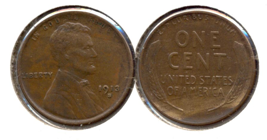 1913-S Lincoln Cent AU-50 a