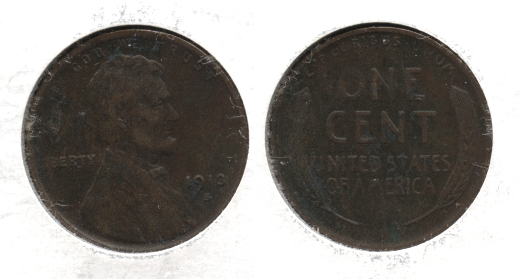 1913-S Lincoln Cent EF-40 #a Dark