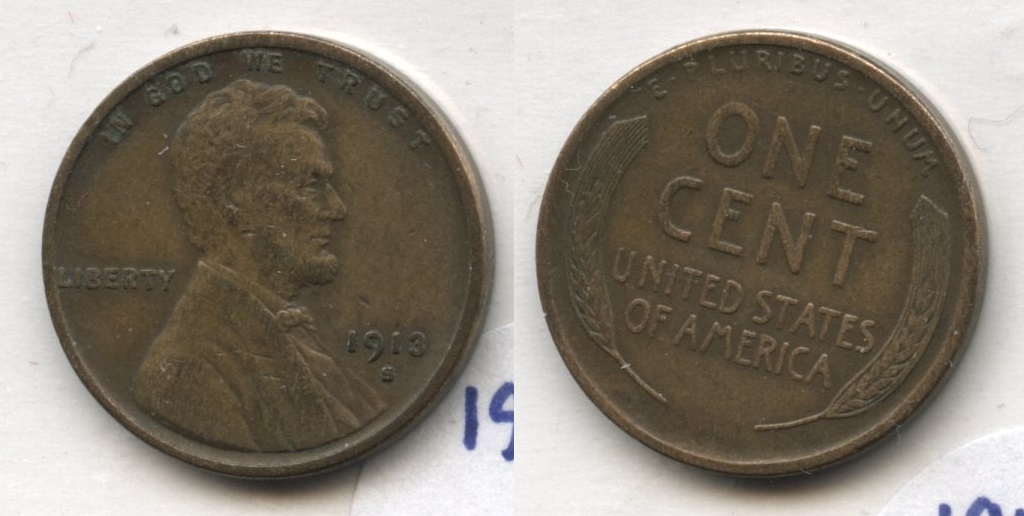 1913-S Lincoln Cent EF-40 #d