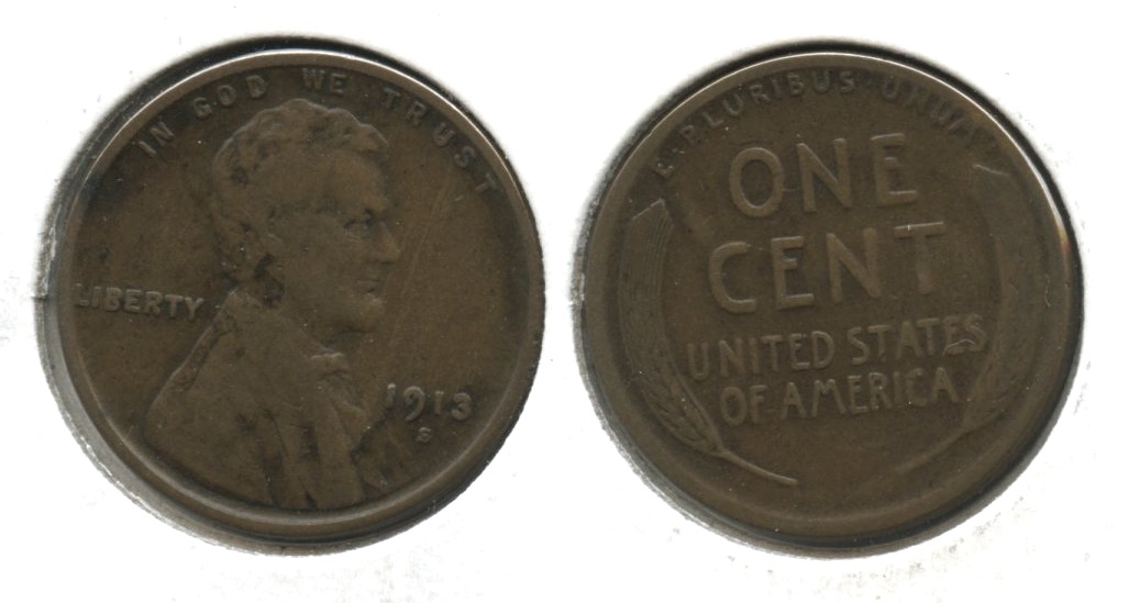 1913-S Lincoln Cent Fine-12 #ae