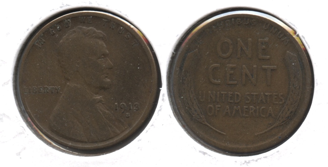 1913-S Lincoln Cent Fine-12 #q