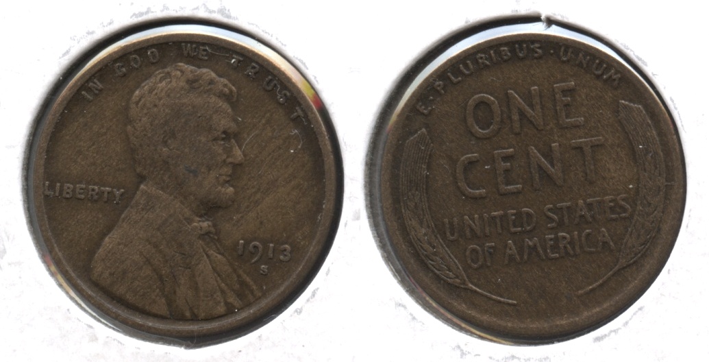 1913-S Lincoln Cent Fine-12 #s