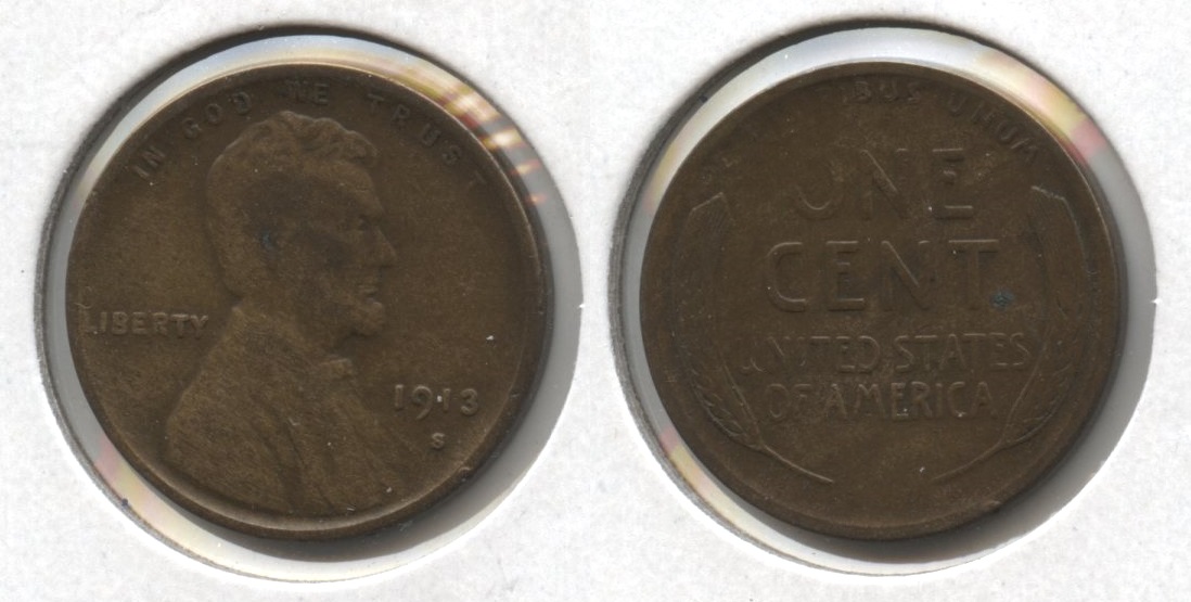 1913-S Lincoln Cent Fine-12 #w
