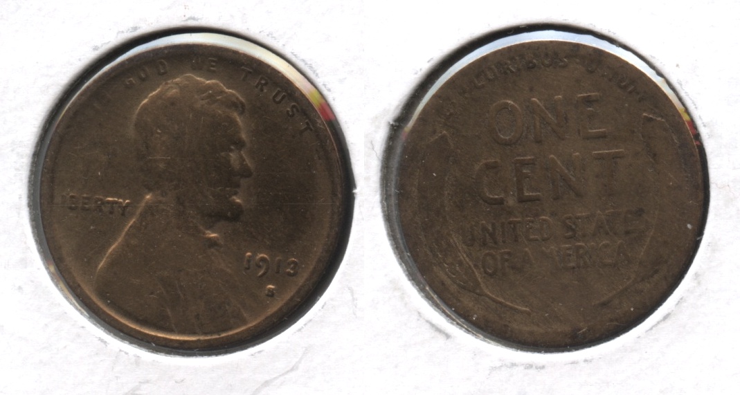 1913-S Lincoln Cent Good-4 #aa Cleaned