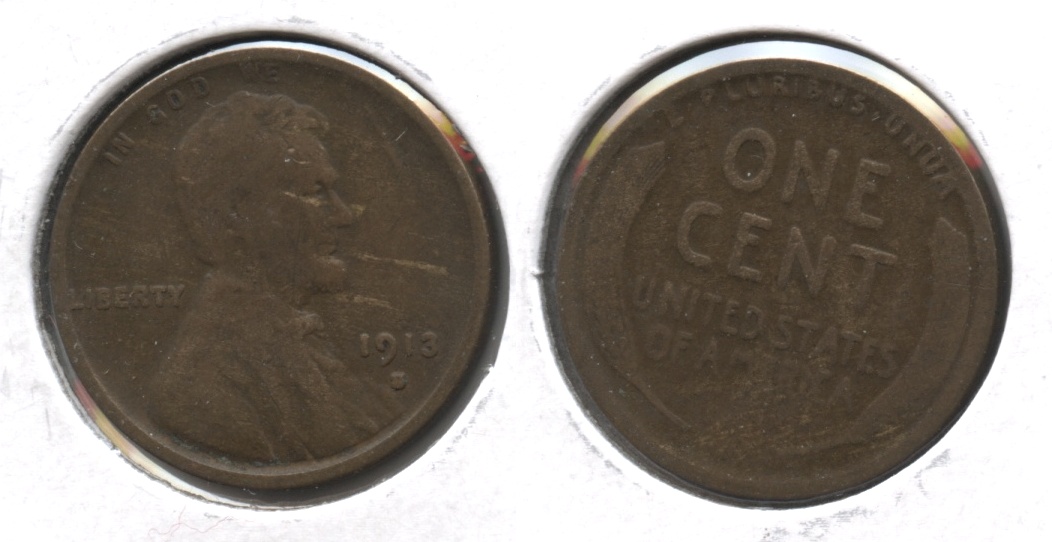 1913-S Lincoln Cent Good-4 #y Obverse Marks