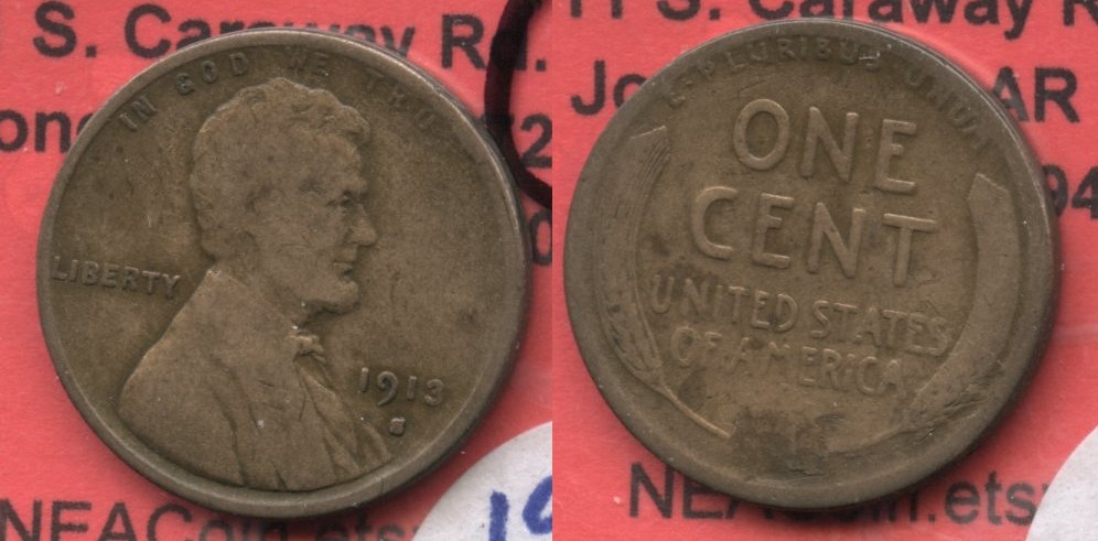 1913-S Lincoln Cent VG-8 #ab Cleaned