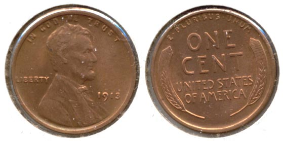 1913 Lincoln Cent MS-63 Red