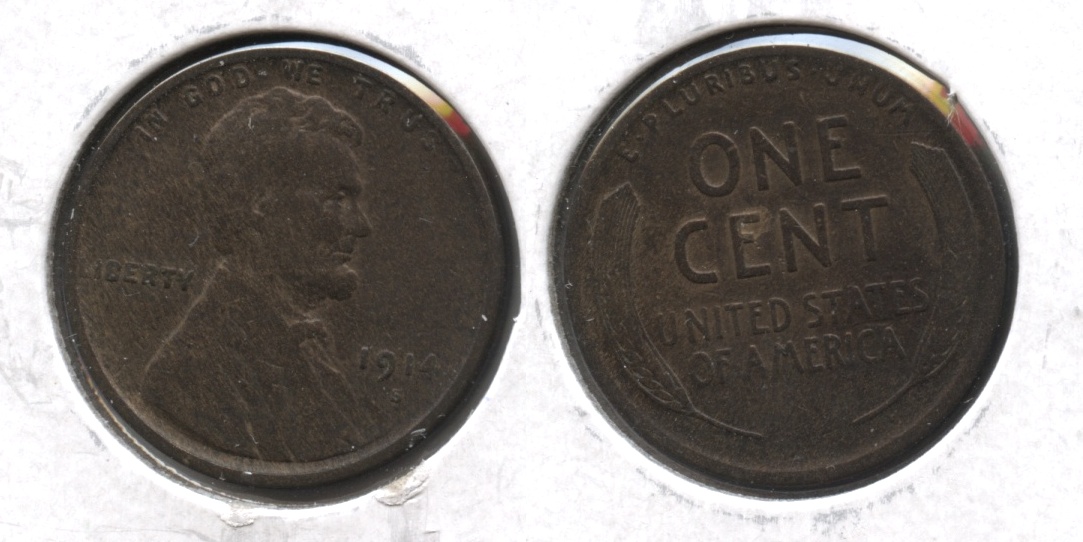 1914-S Lincoln Cent Fine-12 #w Dark