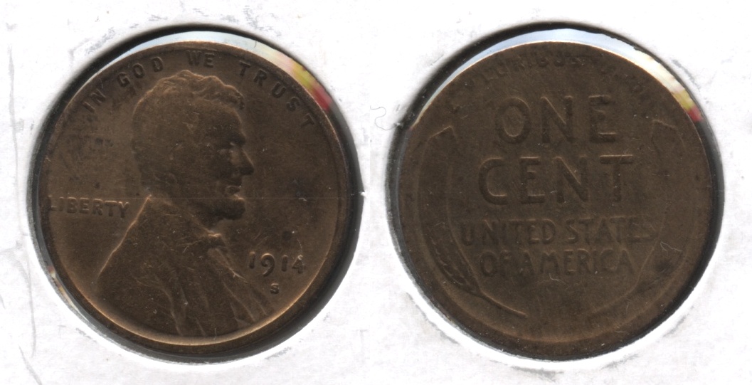 1914-S Lincoln Cent Good-4 #s Cleaned