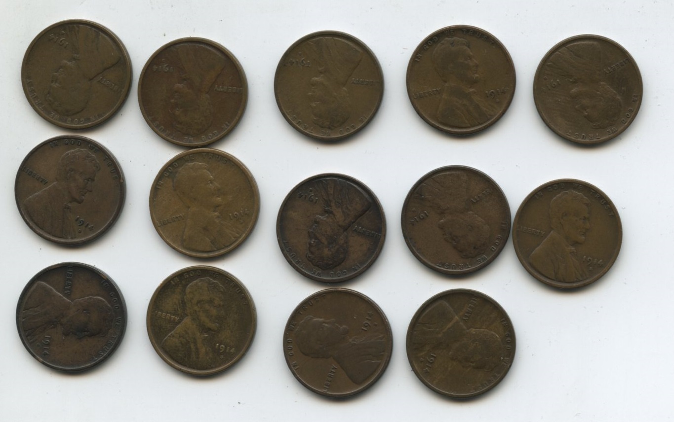 1914-S Lincoln Cent VG-8 Partial Roll #af