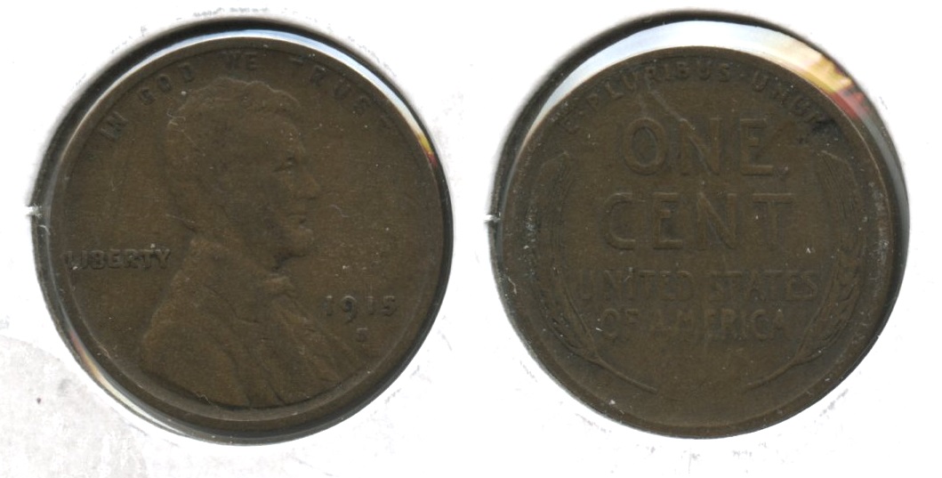 1915-S Lincoln Cent Fine-12 #an Reverse Mark