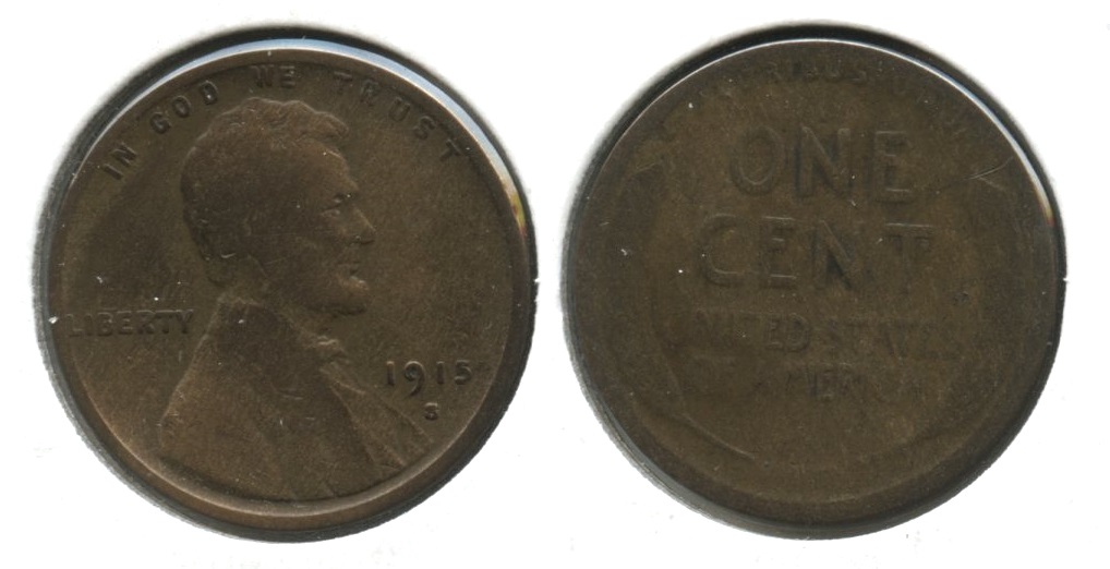1915-S Lincoln Cent Good-4 #v Cleaned Retoned