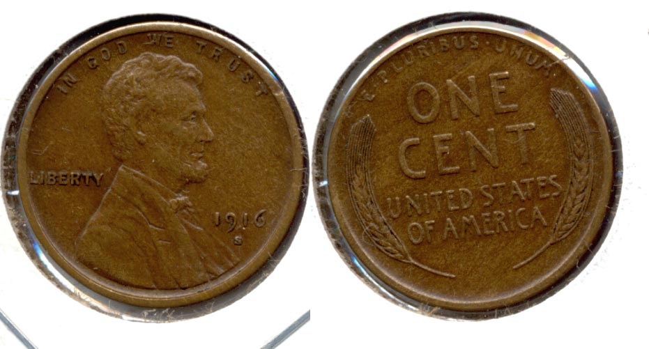1916-S Lincoln Cent AU-55 a