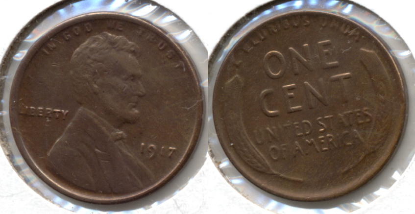 1917 Lincoln Cent AU-55 Cleaned Retoned a