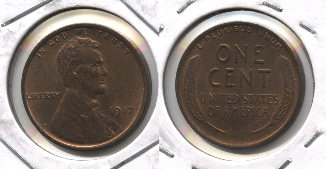 1917 Lincoln Cent MS-63 Red Brown #e