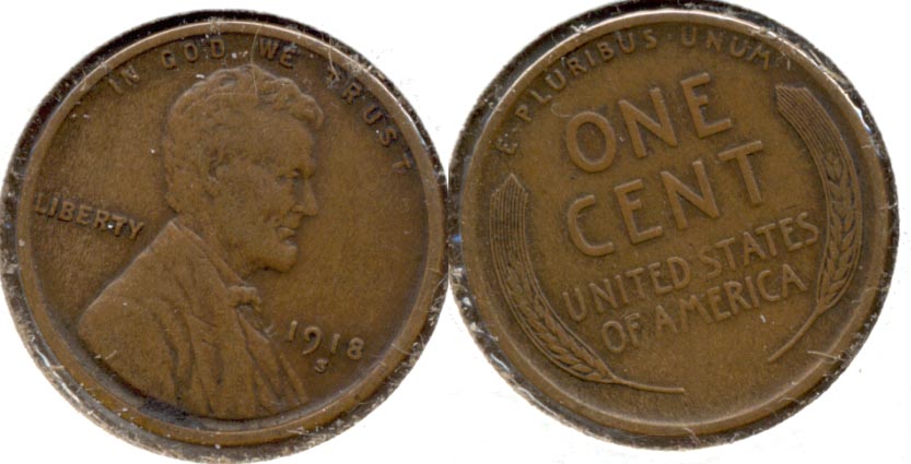 1918-S Lincoln Cent EF-40 f