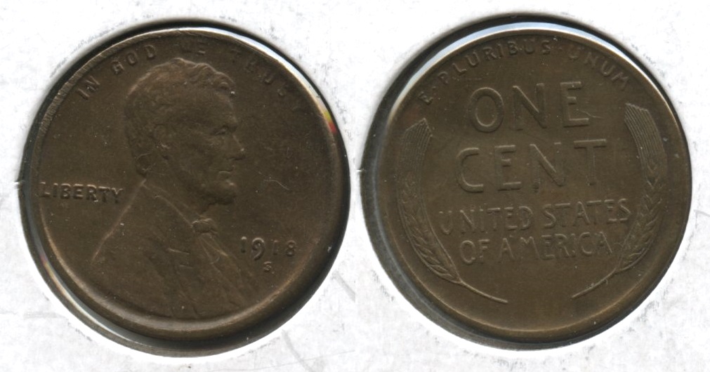 1918-S Lincoln Cent EF-40 #q Cleaned