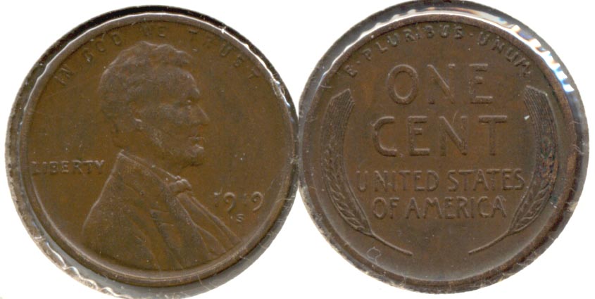1919-S Lincoln Cent AU-50 f
