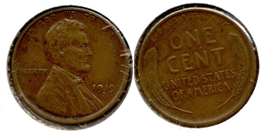 1919-S Lincoln Cent AU-50 j