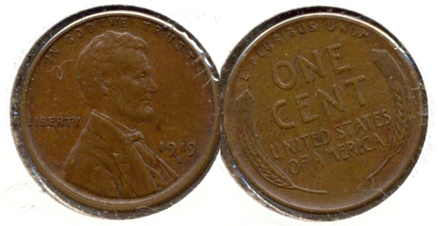 1919-S Lincoln Cent AU-55 b