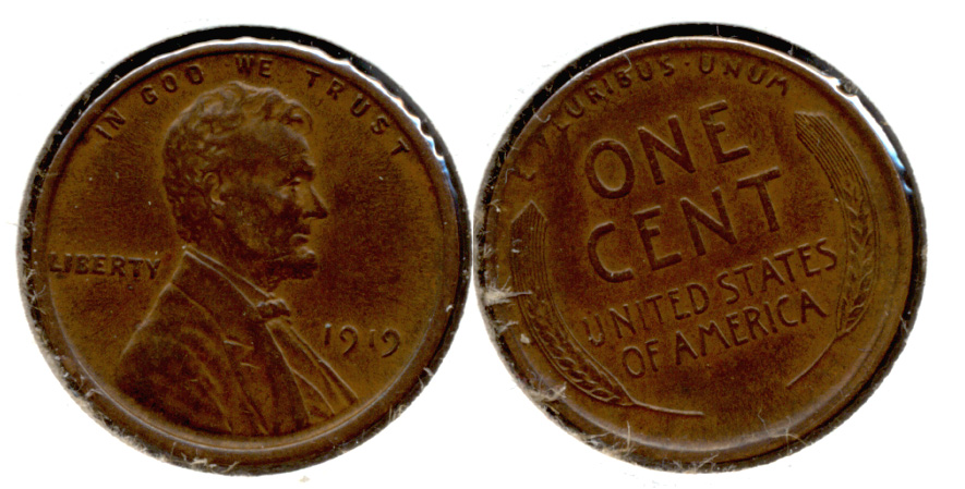1919 Lincoln Cent AU-50 m
