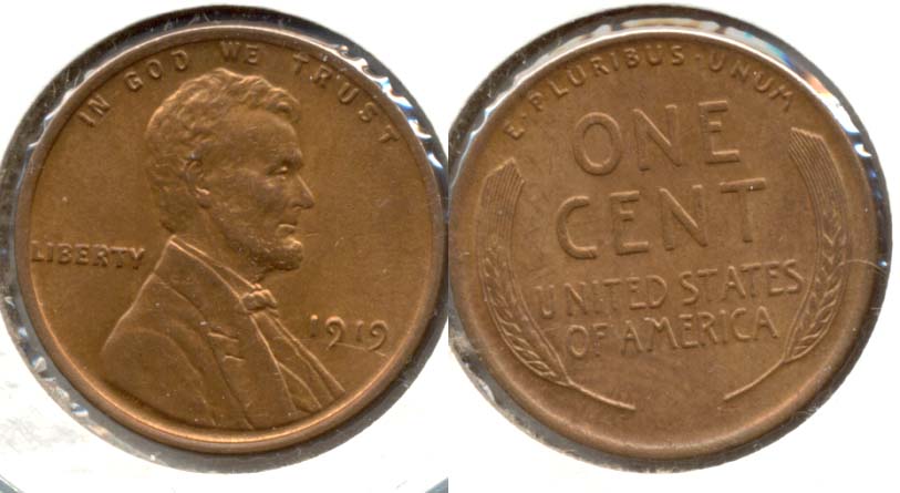 1919 Lincoln Cent MS-60 Dipped