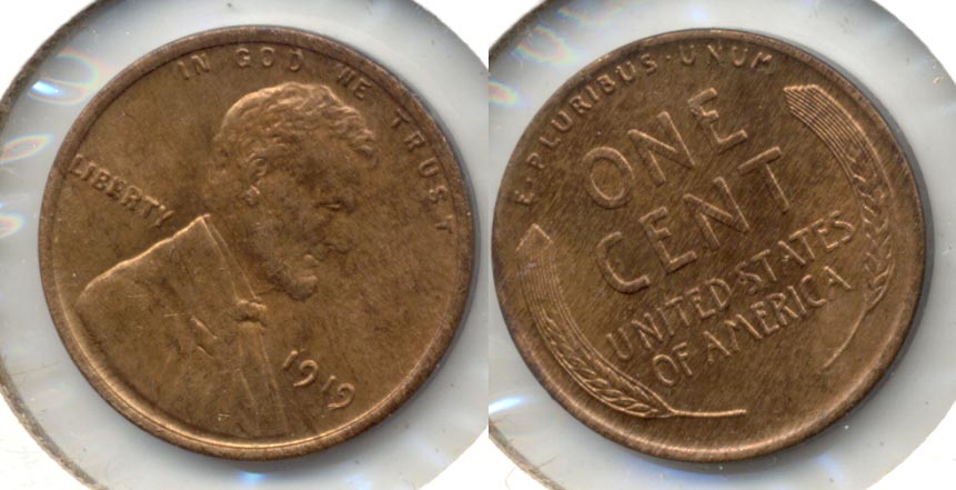 1919 Lincoln Cent MS-63 Red Brown b