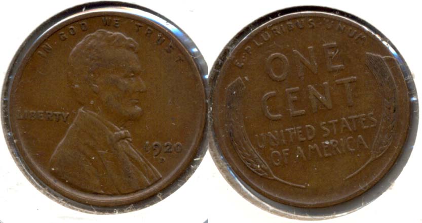 1920-D Lincoln Cent AU-50