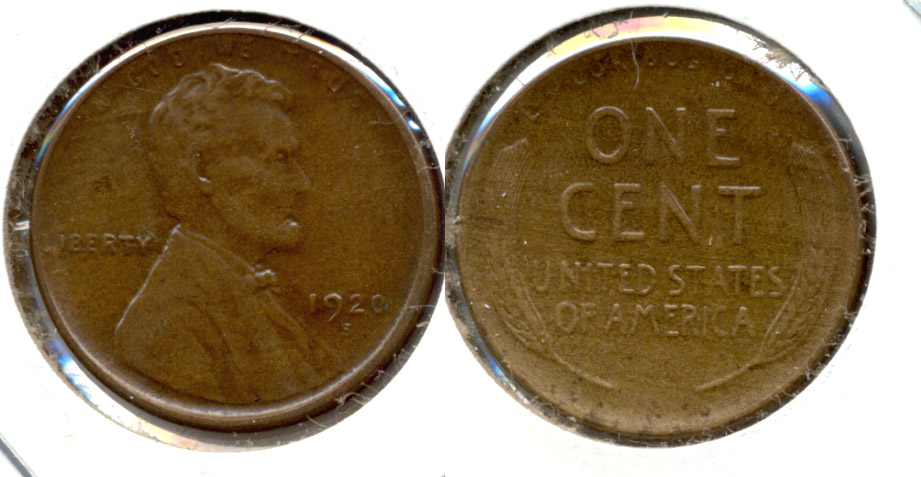 1920-S Lincoln Cent AU-50 a