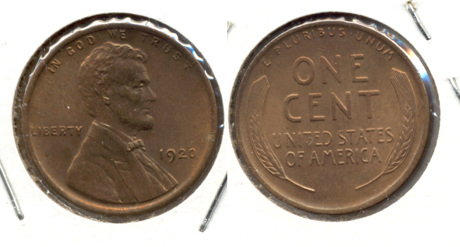 1920 Lincoln Cent MS-63 Red Brown a