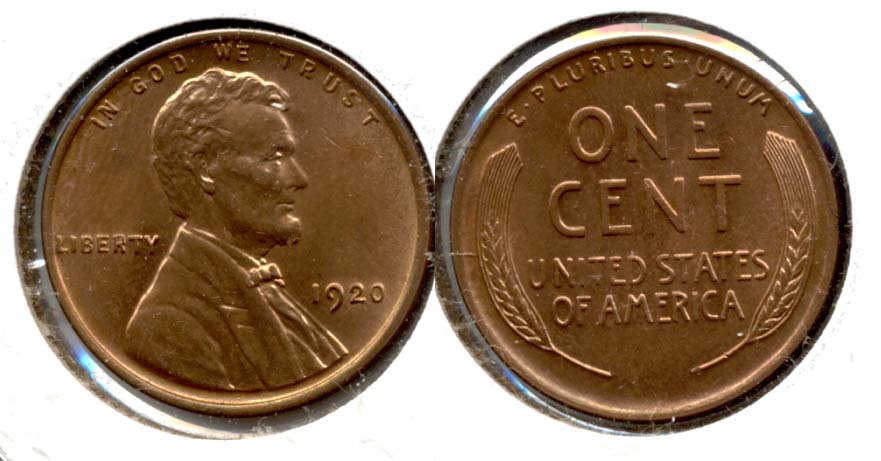 1920 Lincoln Cent MS-63 Red Brown b