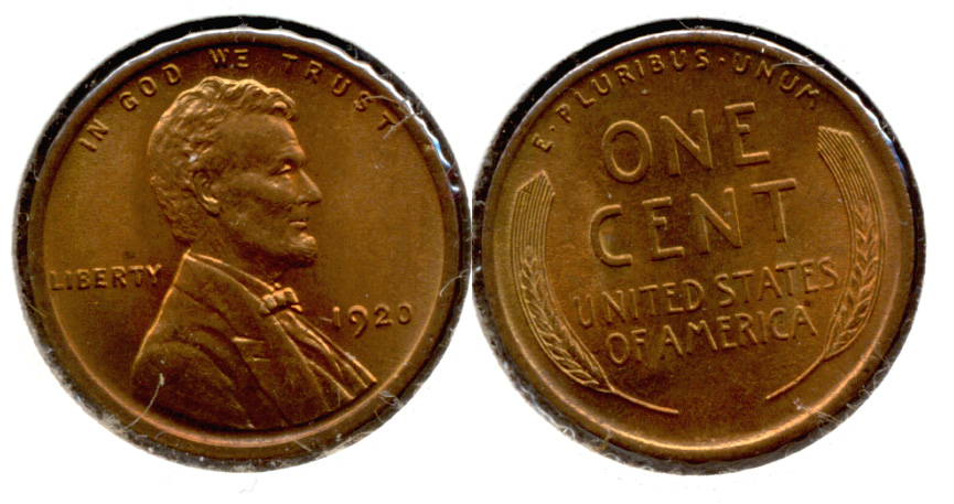 1920 Lincoln Cent MS-64 Red Brown a