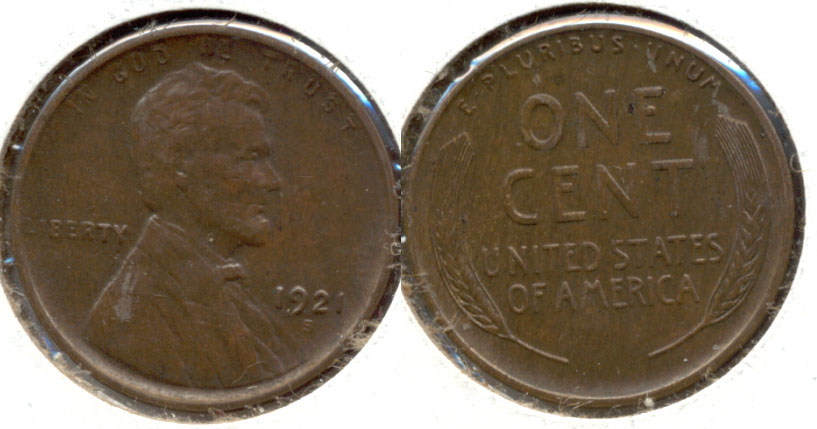 1921-S Lincoln Cent AU-50