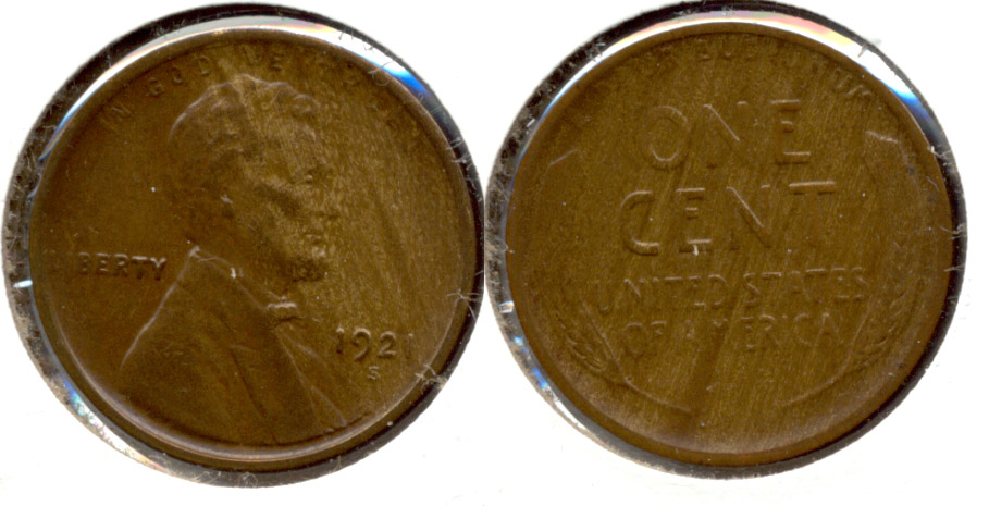 1921-S Lincoln Cent AU-50 b