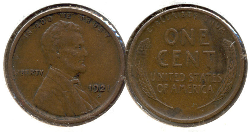 1921-S Lincoln Cent EF-40 d