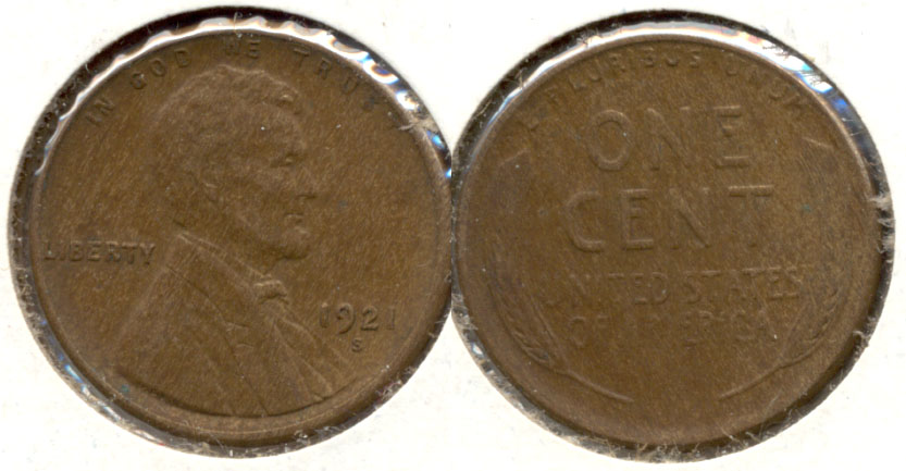 1921-S Lincoln Cent EF-40 f