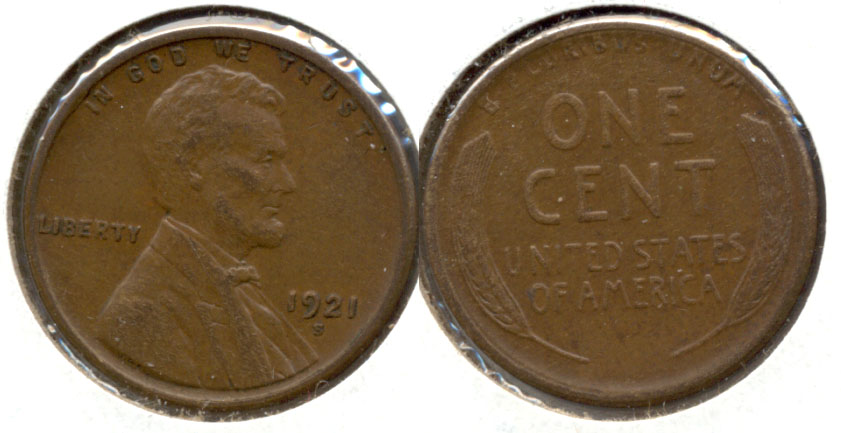 1921-S Lincoln Cent EF-40 h