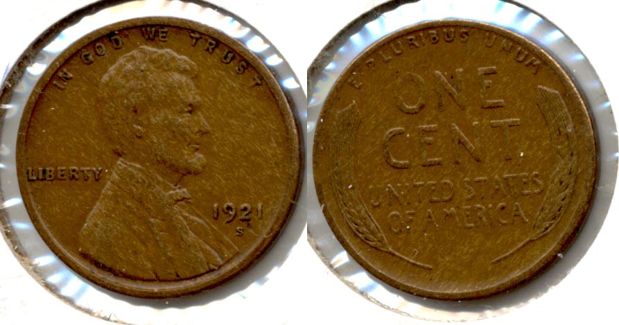 1921-S Lincoln Cent EF-45 e