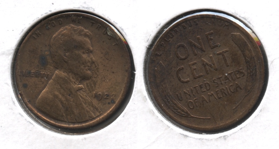 1922-D Lincoln Cent F-12 #l Cleaned